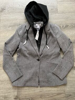 Brand new with tags Suzy Shier Gray Blazer with Black Hooded Insert